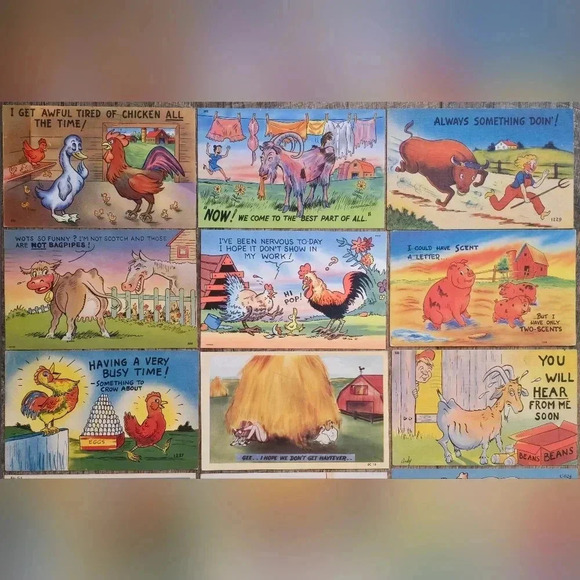 Lot of 18 Vintage Humorous Farm Themed Postcards - Picture 2 of 6